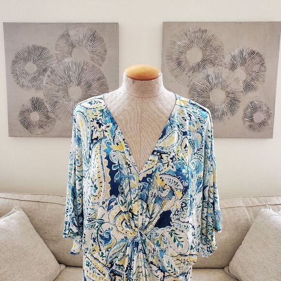 Lauren Ralph Lauren Paisley Linen-Blend Jersey Dress sz 2x - Picture 4 of 12